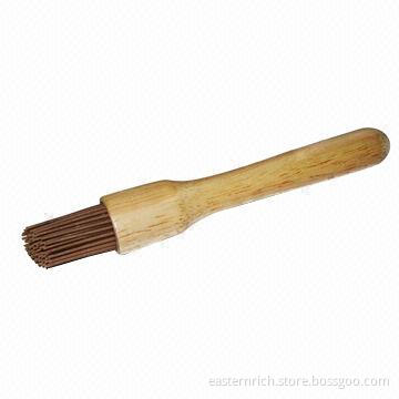 Silicone brush, rubber wooden handle, 7"